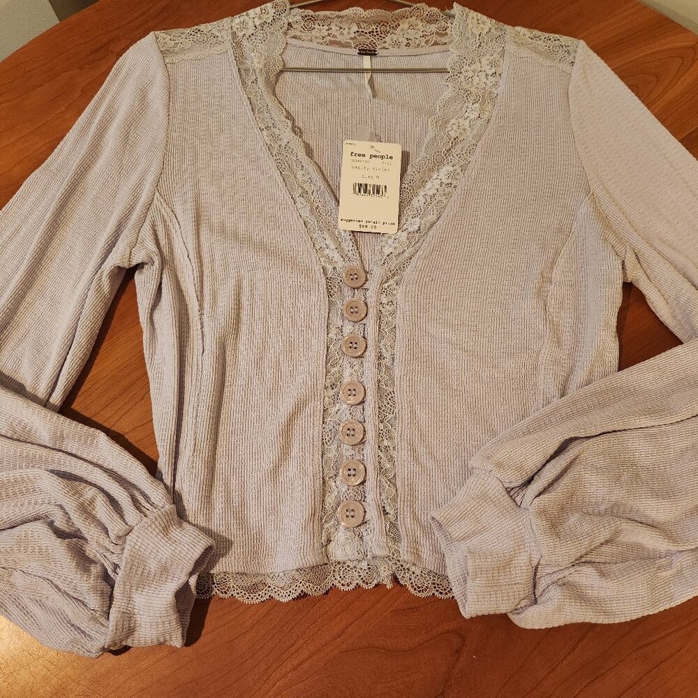 Free People Barley Violet Long Sleeve Top Size M